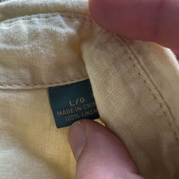 TOMMY BAHAMA Men’s Long Sleeve Solid Yellow 100% Linen Button Down Shirt. Size L - Picture 4 of 9